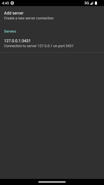 Picture showing Server settings screen, which includes a list of configured App Server connection details.