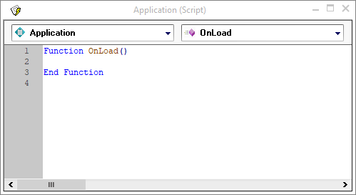 Picture of the Script window showing the Application level OnLoad Event Script.