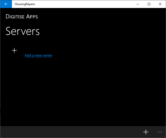 Picture showing Servers screen in Windows Universal Standalone App.