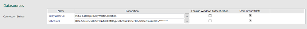 Picture showing Datasources category publish settings on Publish page in Form Studio.