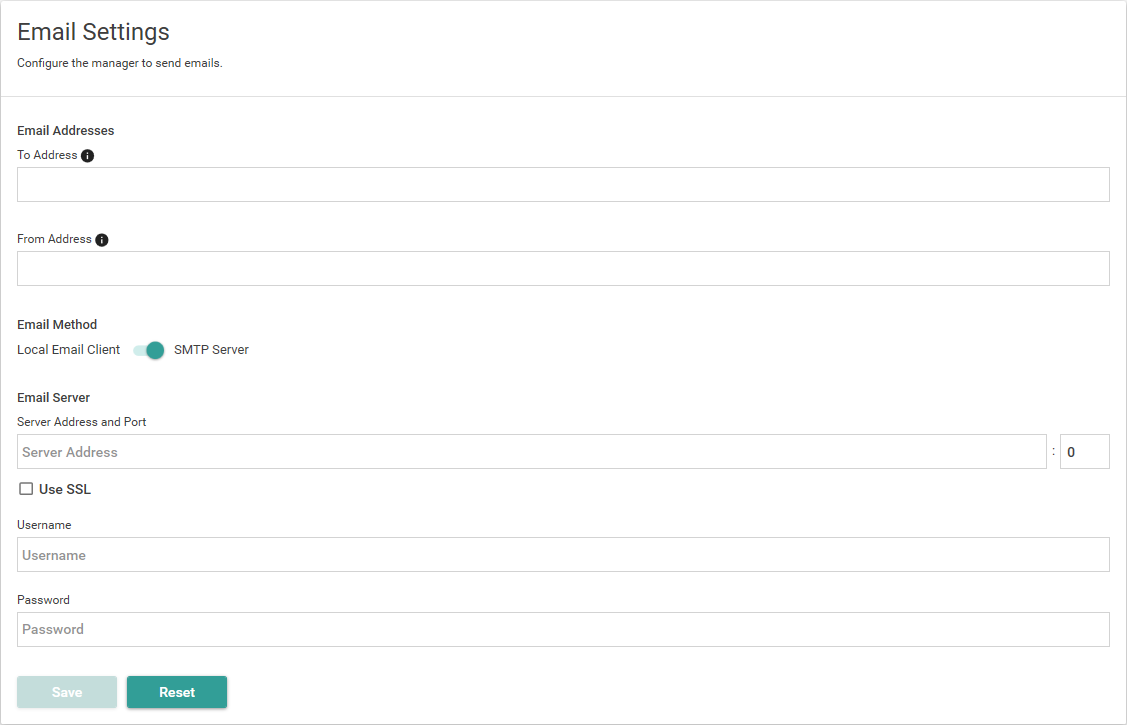 Picture showing Emails settings page in Form Manager.