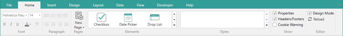 Picture showing the Form Studio Ribbon.