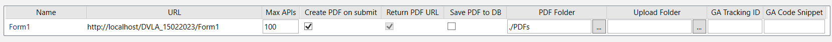 Picture showing Forms category publish settings on Publish page in Form Studio.