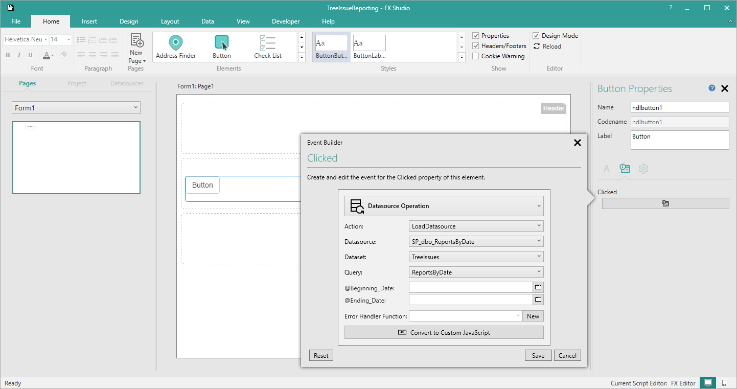 Picture showing Stored Procedure parameter mapping fields in Event Builder pop-up.