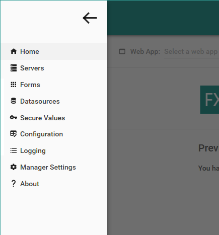 Picture showing the Form Manager Menu.