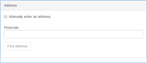 Picture showing the Address Finder's Postcode Lookup display.