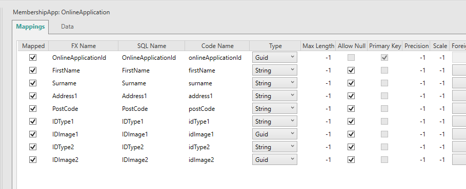 Picture showing example File Upload Table's Sister Table Dataset open in Form Studio.