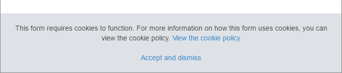 Picture showing the Form Cookie warning.