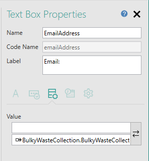 Picture showing sample mapping for a Text Box Element.