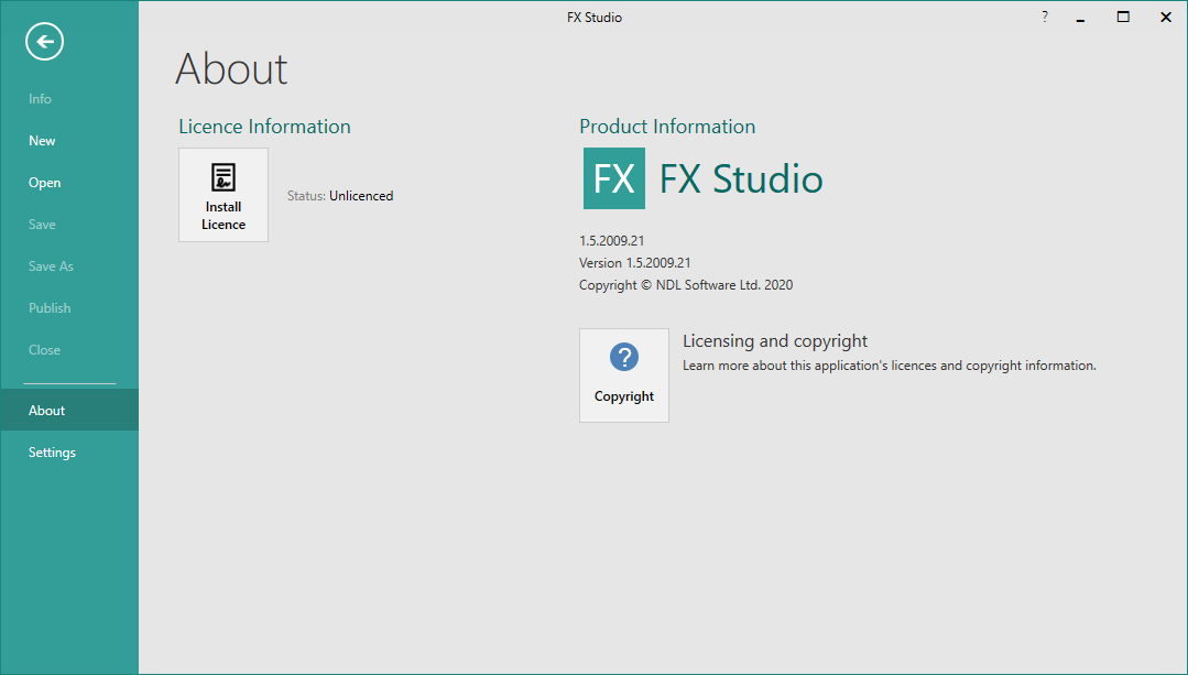 Picture showing the Form Studio About page.
