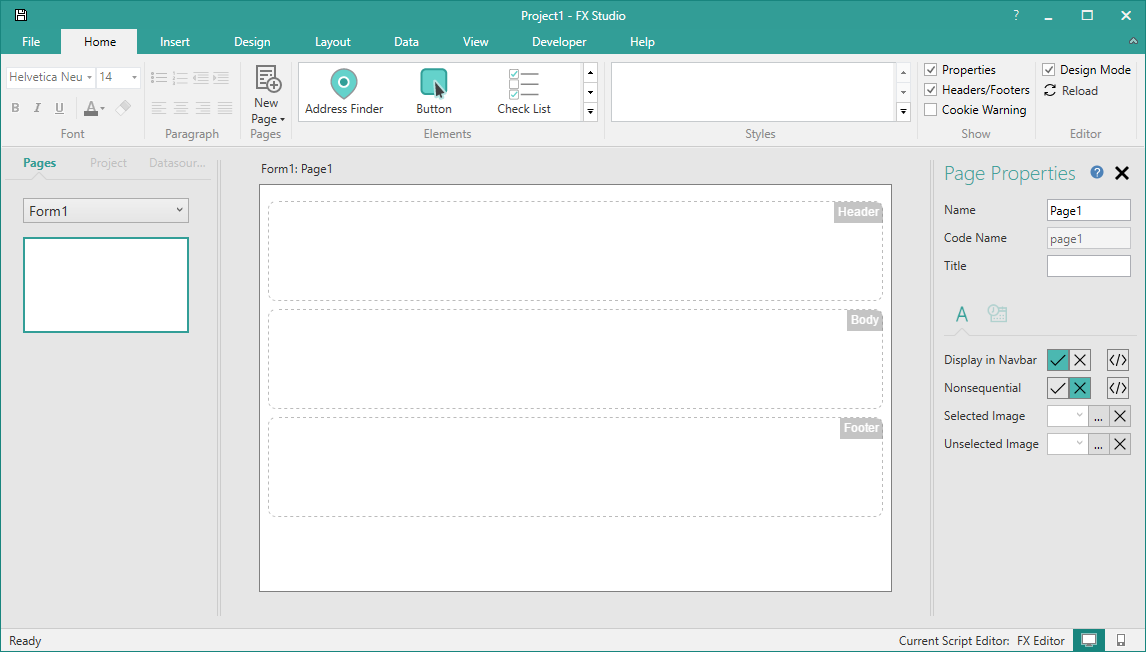 Picture showing Form Studio Main Window.