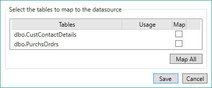 Picture showing table mapping dialog box.