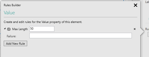 Picture showing addition of a Max Length Rule.