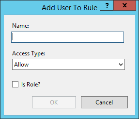 Picture showing the Add User to Rule dialog box.