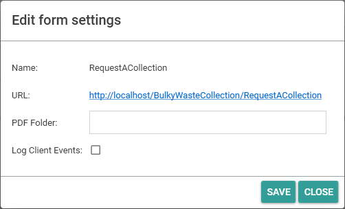 Picture showing the Edit form settings dialog box.