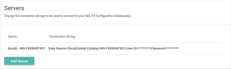 Picture showing the Servers Settings page in Form Manager.
