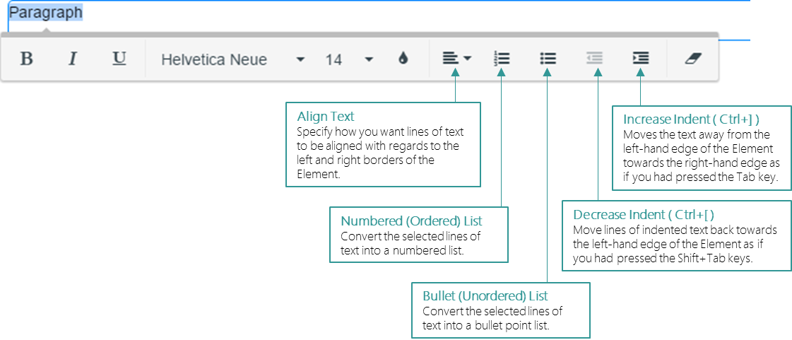 Picture showing the extended in-line editing toolbar.
