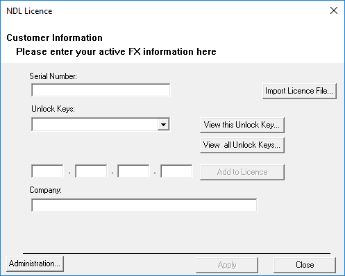 Picture showing the Licence Activation dialog box.