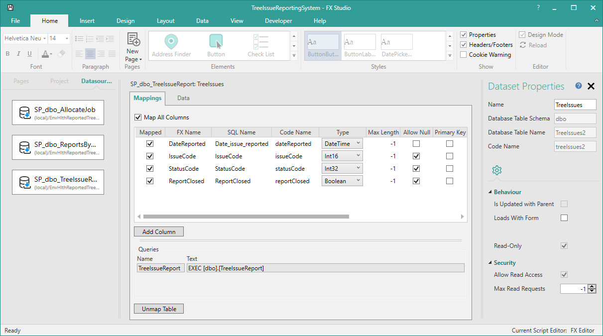 Picture showing selected data field's Allow Null property deselected.