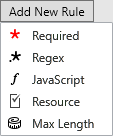 Picture showing the Add New Rule context menu.