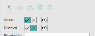 Picture showing Visible and Disabled properties.