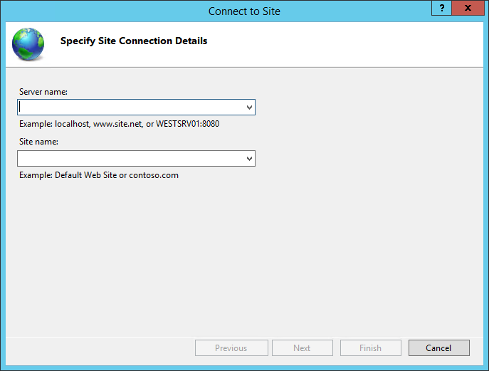 Picture showing the Connect to Site dialog box.